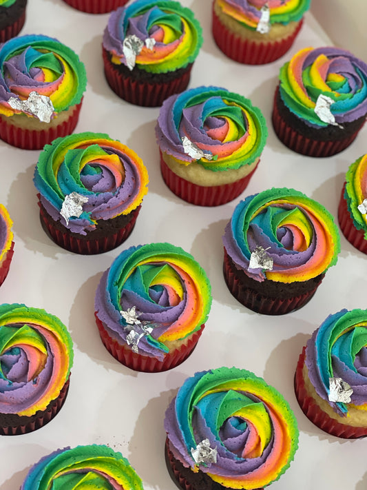 Bright Rainbow Cupcakes